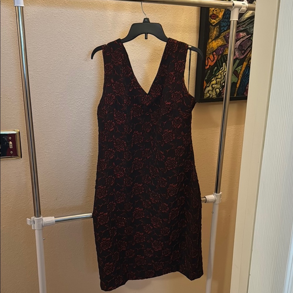 Elegant Black and Red Floral Dress